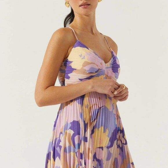 Blythe Floral Plisse Midi Dress - Picture 3 of 6